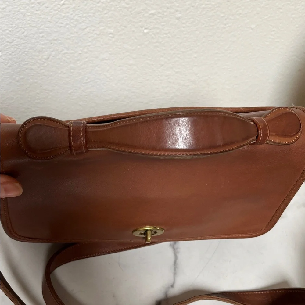 Coach Vintage Chestnut Brown Leather Satchel with Turnlock Hardware